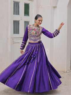 Navratri Lehenga Set with Embroidered Mirror Work Jacket