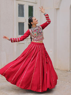 Navratri Lehenga Set with Embroidered Mirror Work Jacket