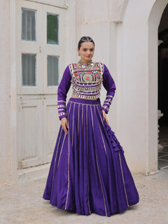 Navratri Lehenga Set with Embroidered Mirror Work Jacket