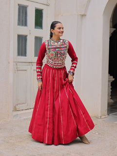 Navratri Lehenga Set with Embroidered Mirror Work Jacket