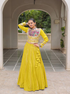Navratri Lehenga Set with Embroidered Mirror Work Jacket