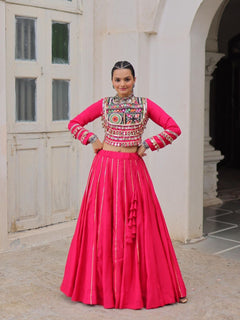 Navratri Lehenga Set with Embroidered Mirror Work Jacket