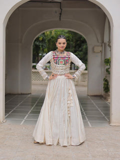 Navratri Lehenga Set with Embroidered Mirror Work Jacket