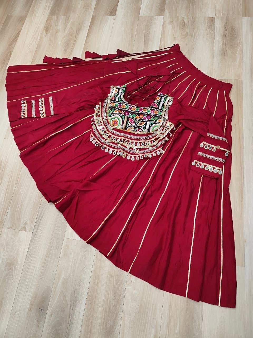 Navratri Lehenga Set with Embroidered Mirror Work Jacket