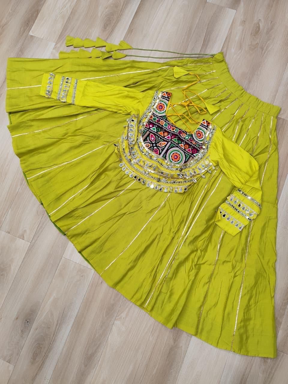 Navratri Lehenga Set with Embroidered Mirror Work Jacket