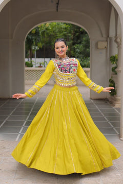 Navratri Lehenga Set with Embroidered Mirror Work Jacket