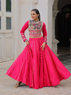 Navratri Lehenga Set with Embroidered Mirror Work Jacket