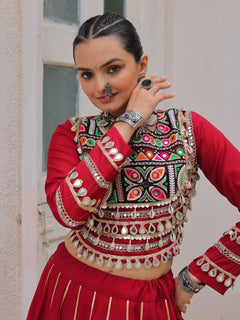 Navratri Lehenga Set with Embroidered Mirror Work Jacket