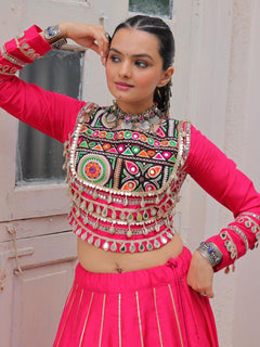 Navratri Lehenga Set with Embroidered Mirror Work Jacket