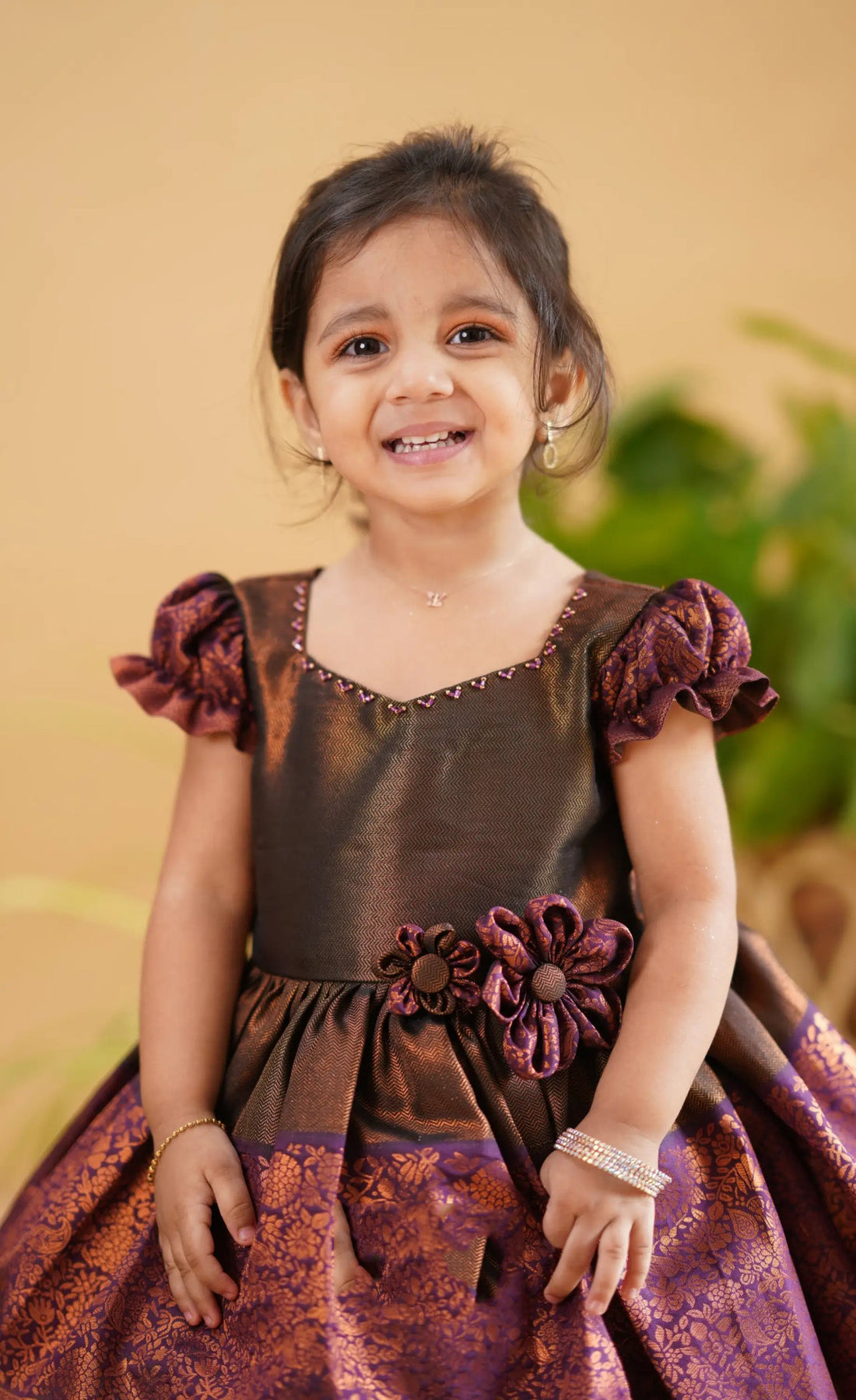 antique brown kids frock
