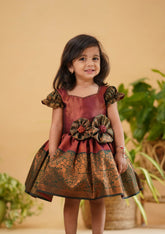 Princess Maroon Green Silk Frock