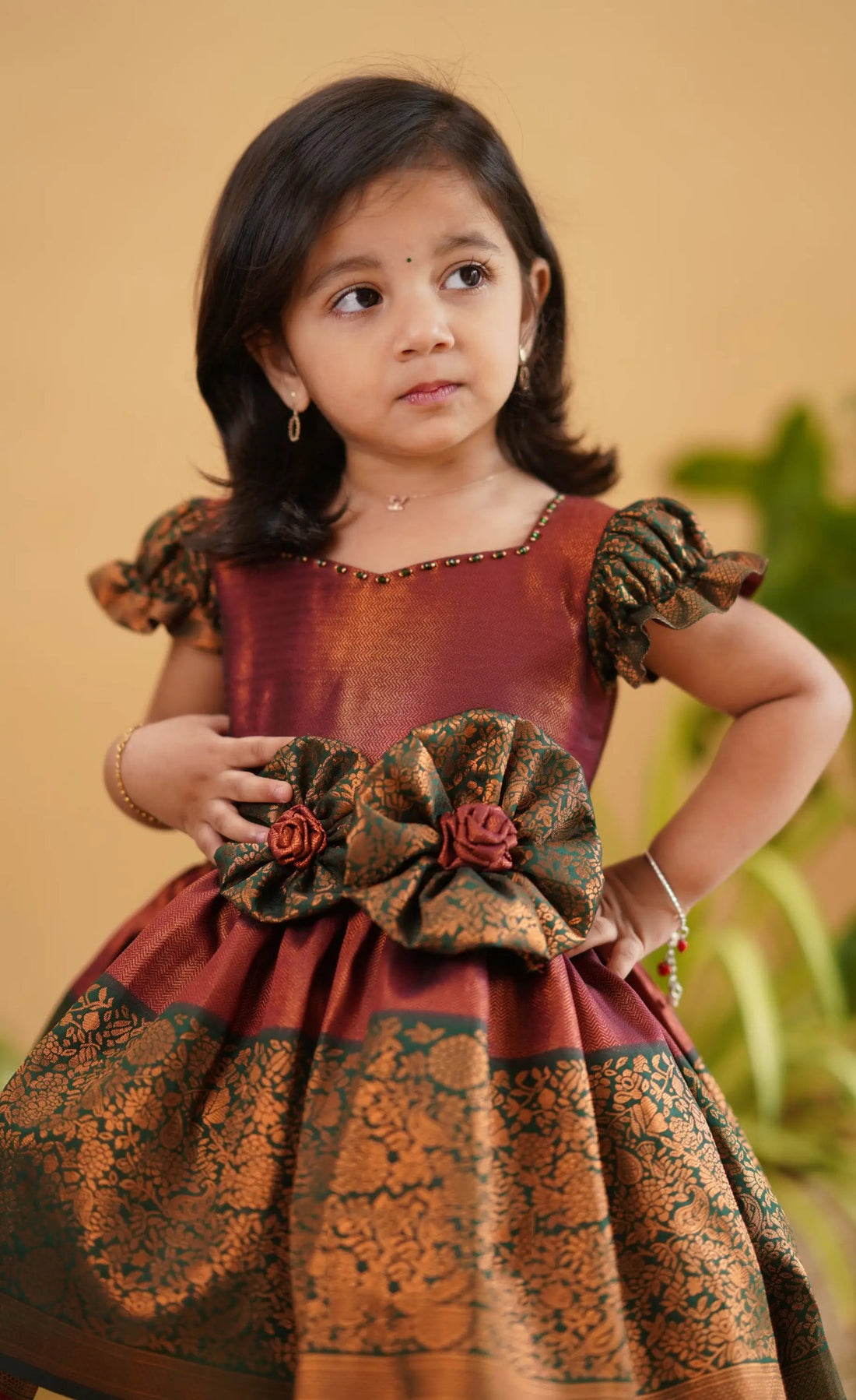 green silk dress for kids