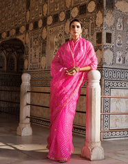 Pink Hand Embroidered Gota Patti Pure Kota Silk Mothra Saree