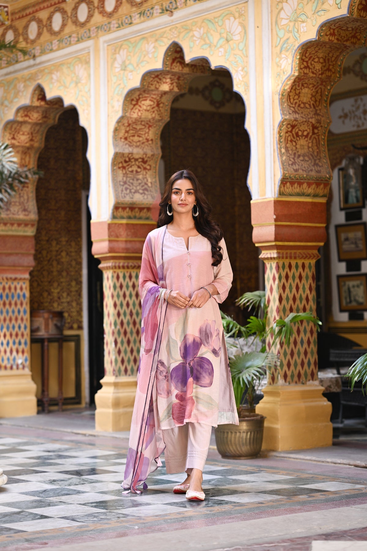Purple Linen Sooraj Suit Set