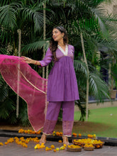 Purple Zari Gota Short Anarkali set
