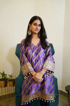 Purple Modal Satin Banarasi Co-ord Set