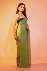 emerald green saree