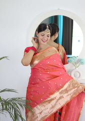 adjustable waist silk saree