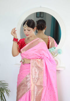 stitched pleats paithani saree