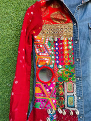 Red half &half shirt Navratri and Diwali