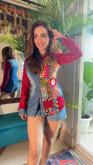 Red half &half shirt Navratri and Diwali