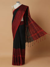 Red Black Bengal Jamdani Handloom Saree