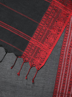 Red Black Bengal Jamdani Handloom Saree