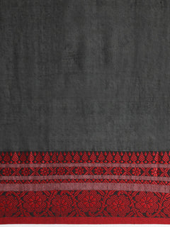 Red Black Bengal Jamdani Handloom Saree