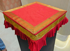 Red Chaurang with Frill 18x18 for Pooja Setup