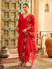 Red Embroidered Organza Dupatta