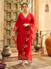 Red Embroidered Organza Dupatta