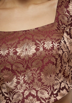 Floral brocade fabric blouse