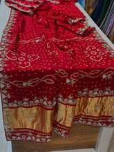 Red Modal Bandhani Silk Saree