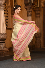 Ivory cotton saree