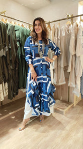Blue Slit Kurta Pant Set