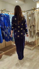 Gold Blue Kurta Dhoti Skirt