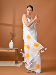Lightweight festive white saree