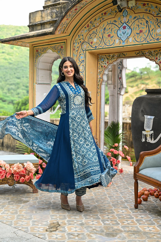 soft georgette anarkali suit set online