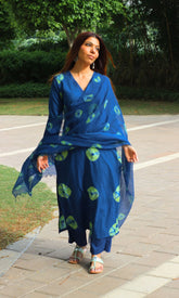 Royal Blue Shibori Women's Suit Set
