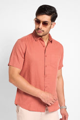 Rust Solid Men’s Half Sleeve Casual Shirt