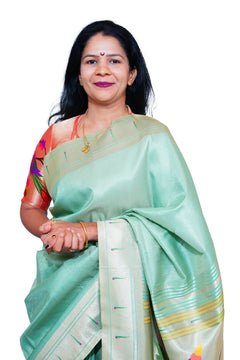 Lotus Soft Silk Paithani Saree with Multicolor Pallu