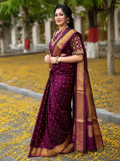 Kalanjali Pure Silk Paithani Saree with Golden Zari Border