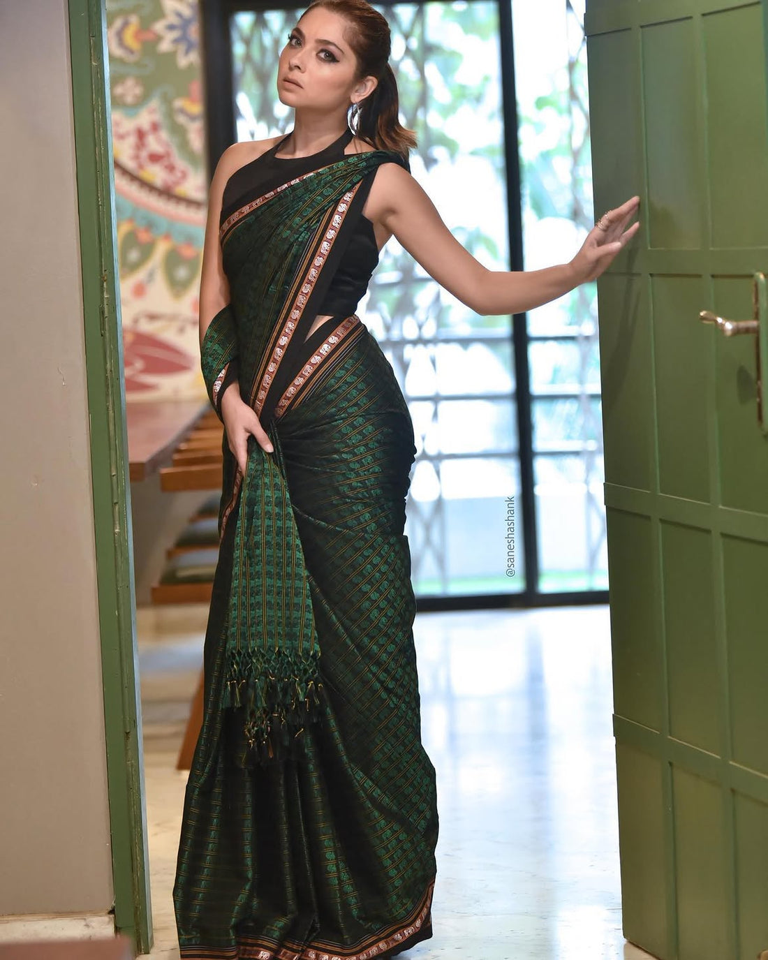 Emerald Haathi Khun Massara Saree