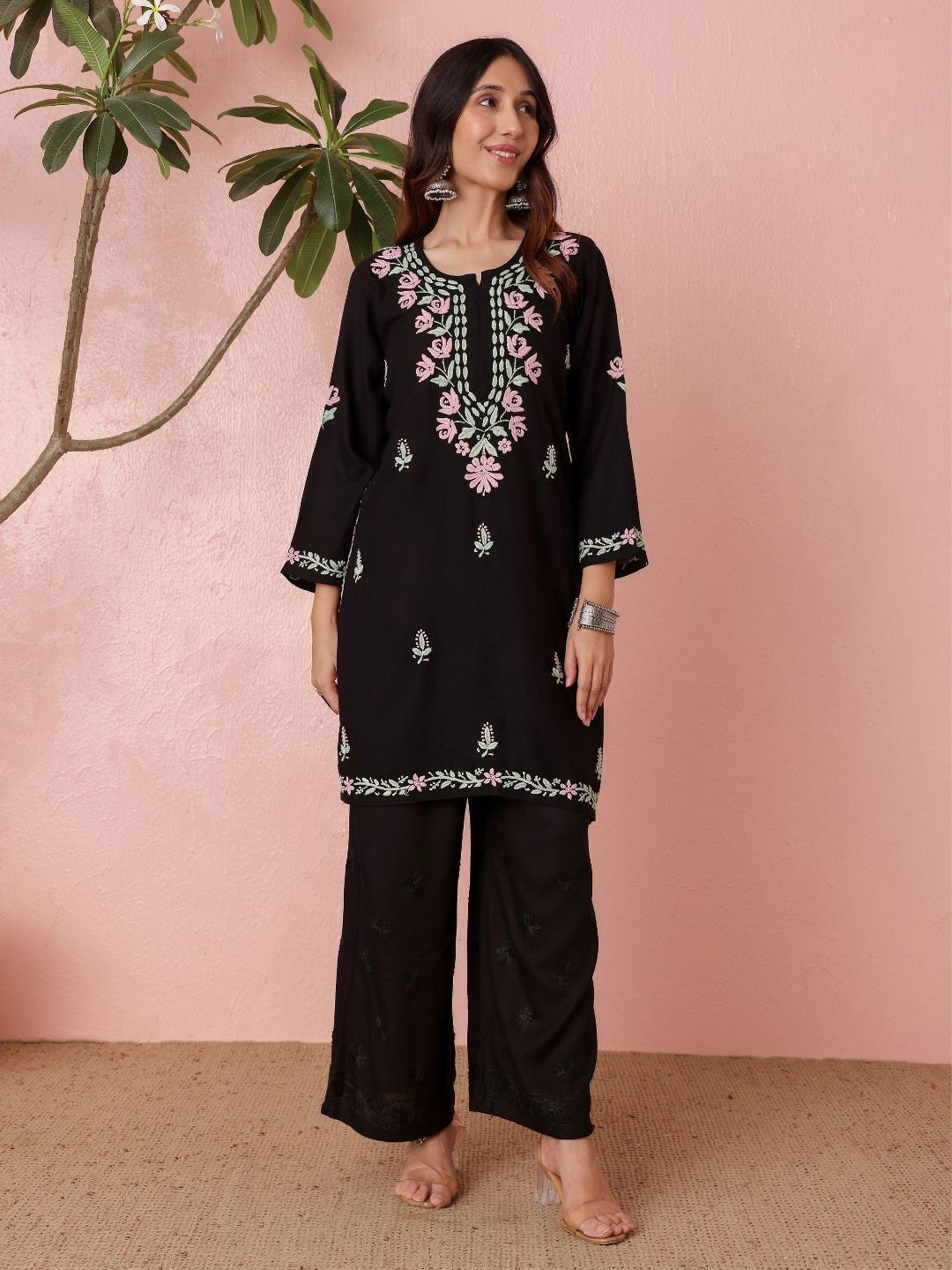 Premium Rayon Multicolor Chikankari Straight Kurti