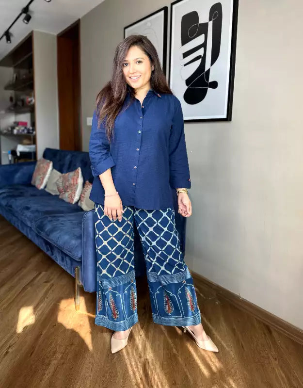 Shehnaz Ajrakh Pants with Shirt