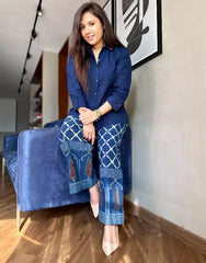 Indigo hand block printed pants