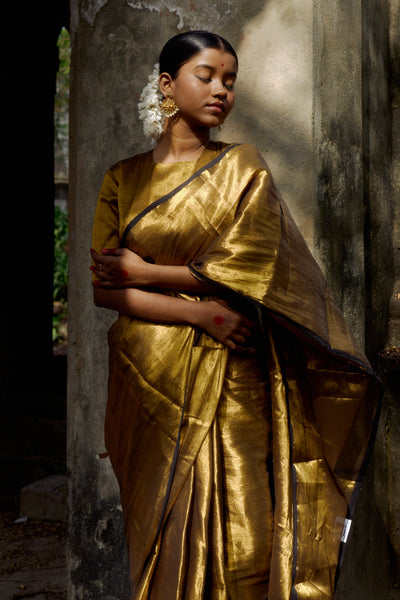 Shikhara Gold Handwoven Tissue Saree