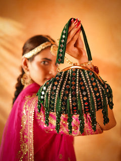 Sheesh Mahal Green Potli Bag