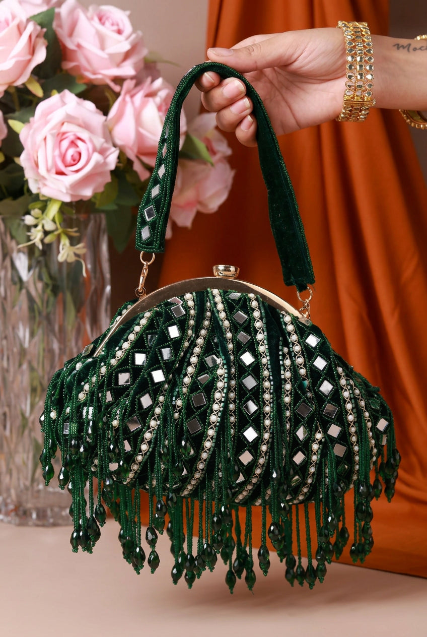 Sheesh Mahal Green Potli Bag