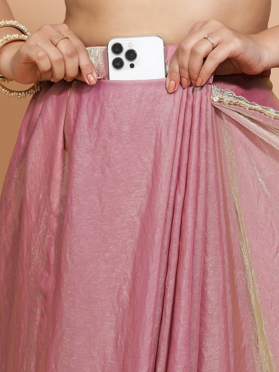 Silken Lavender Ready-to-Wear One Minute Pre Draped Saree